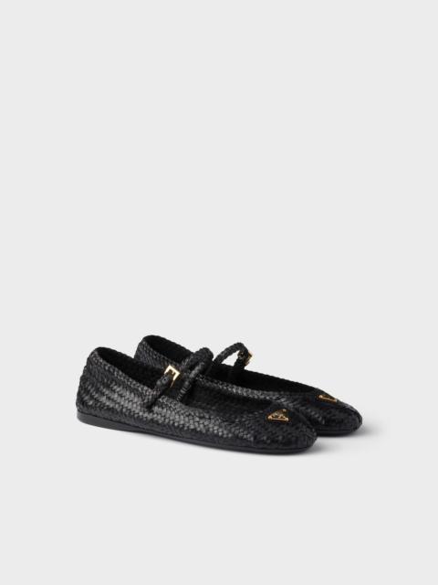 Woven leather ballerinas
