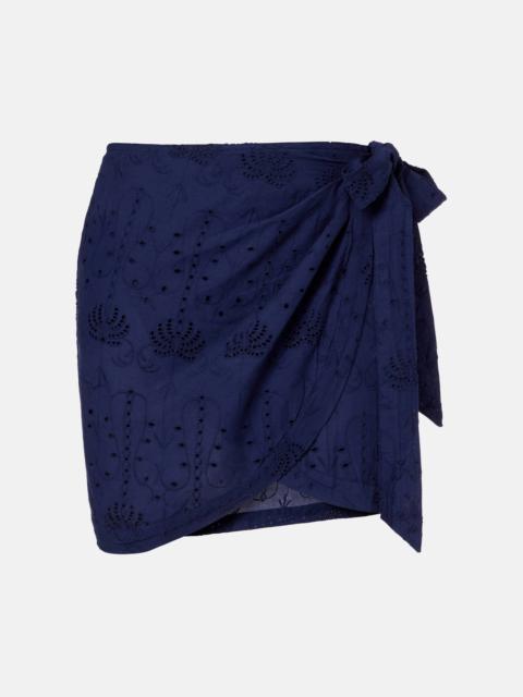 Embroidered cotton beach cover-up