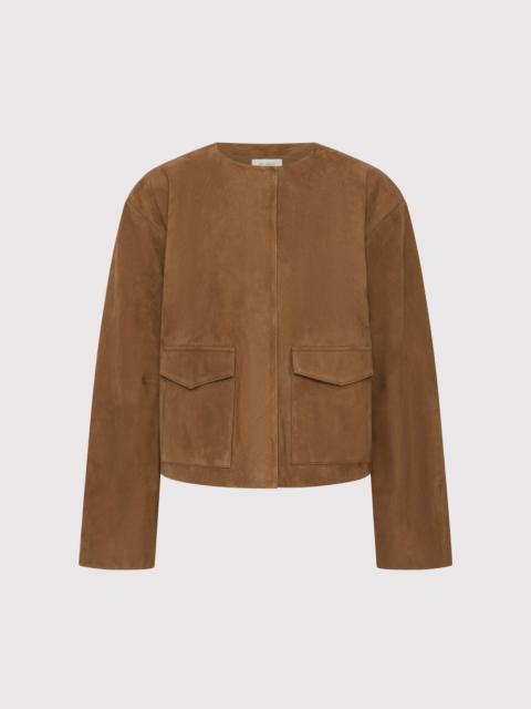 Suede Utility Cocoon Bomber - Toffee