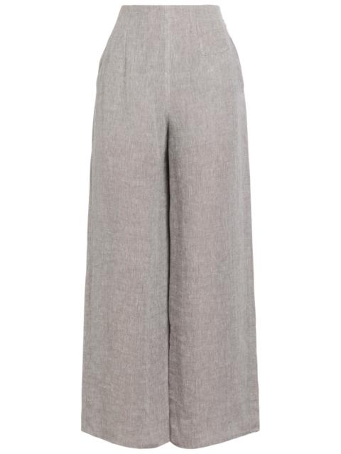 Emporio Armani Wide-leg Linen-blend Trousers