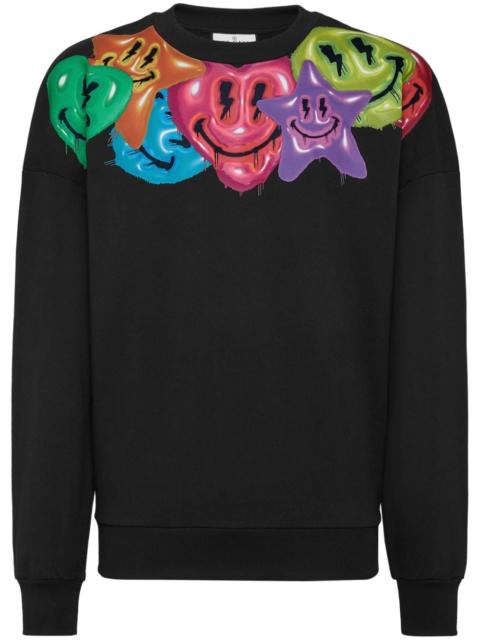 smiley face-print sweatshirt