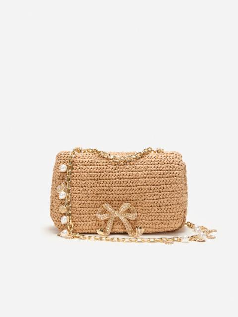 Raffia Bow Charm Shoulder Bag