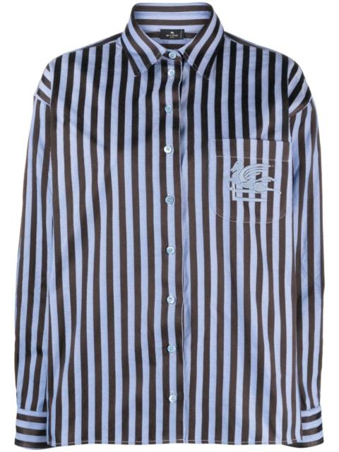 Pegaso-embroidered striped shirt
