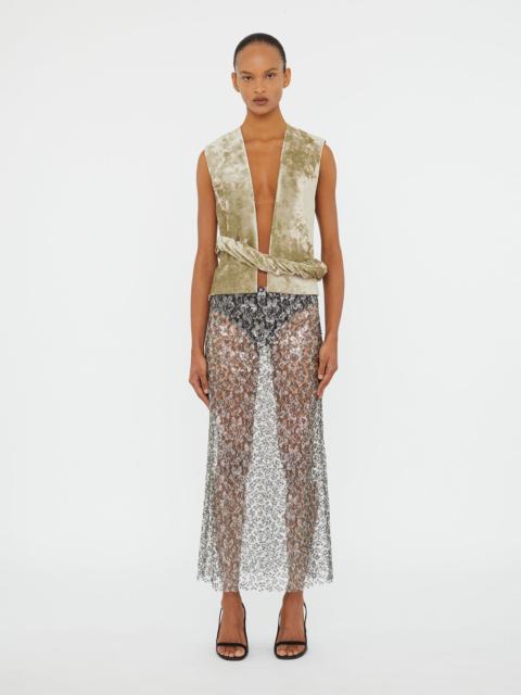 Sequined Lace Column Skirt