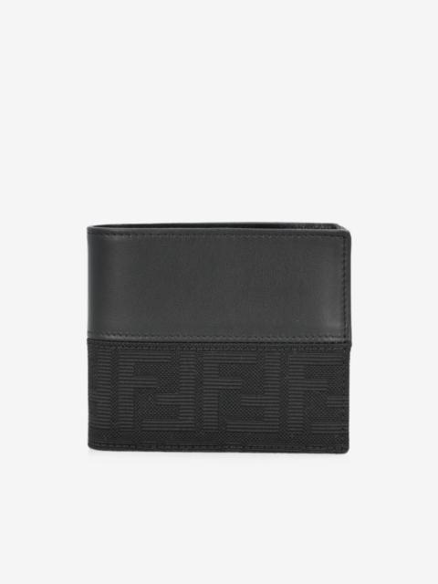 FF Zucca jacquard and black leather bi-fold wallet