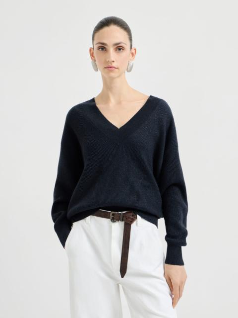 Sparkling cashmere ribbed sweater