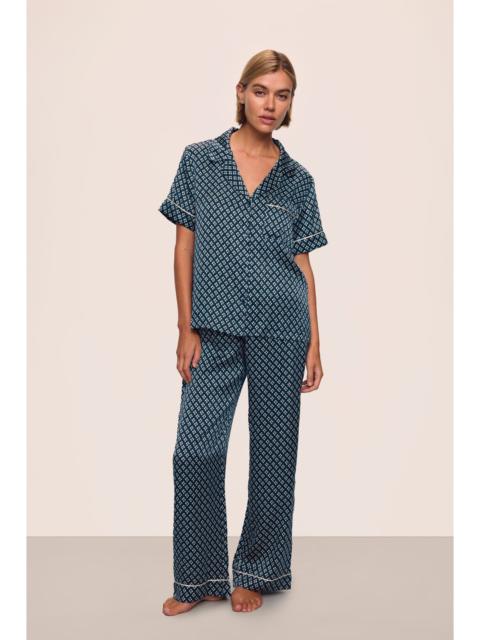 Inez Washable Silk Printed Short Sleeve Pant PJ Set