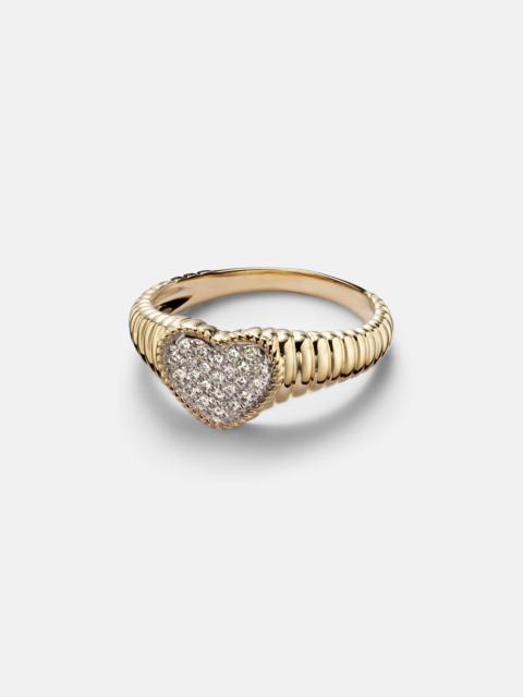 Baby 9kt gold pinky ring with diamonds
