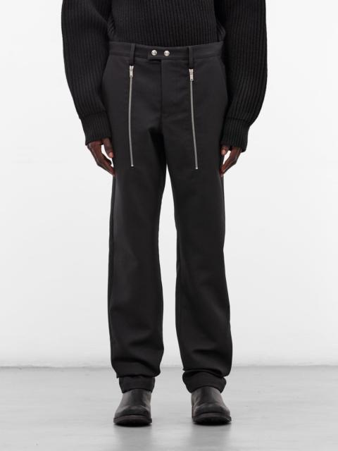 Black Zip Drop Crotch Trousers