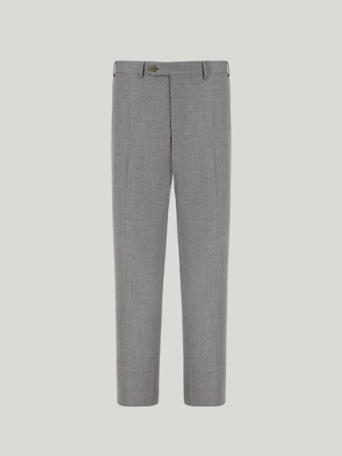 LIGHT GREY HIGH-WAIST FLAT-FRONT TROUSERS IN WOOL