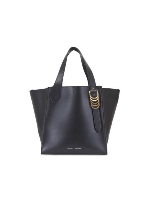 double-buckle leather tote bag