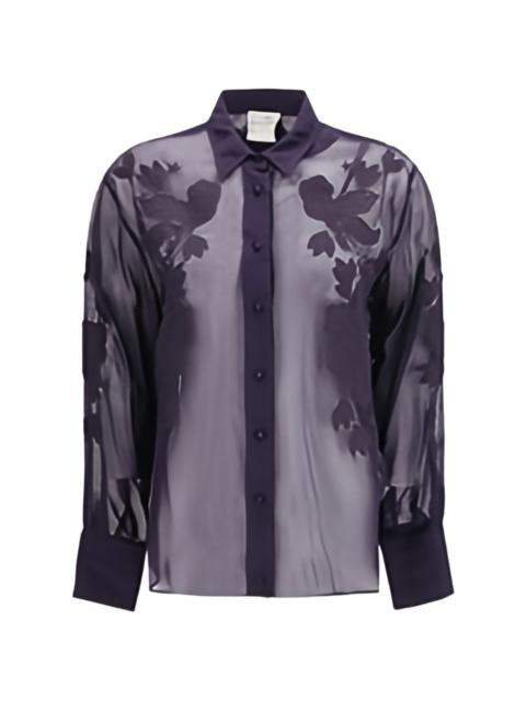 floral-embroidered organza shirt