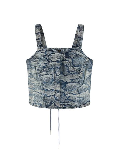 Allover Ishigaki Camouflage Jacquard Fashion Fit Denim Corset