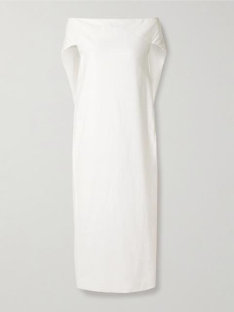 Anitas off-the-shoulder cape-effect cotton-poplin midi dress Off-white