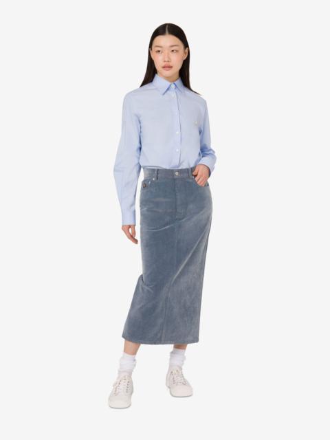 FLOCKED DENIM SKIRT