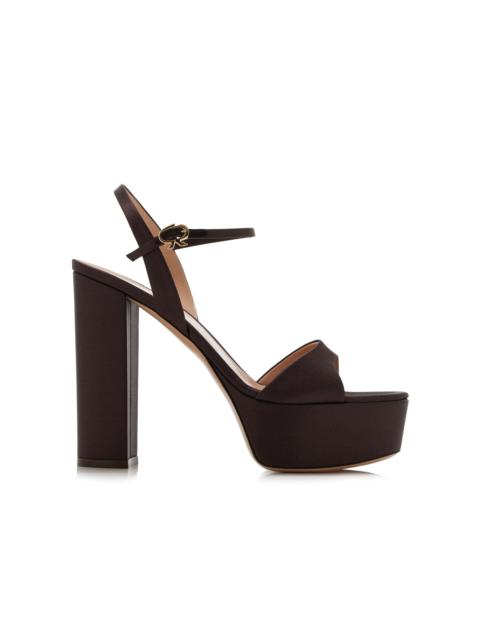 Crepe-Satin Platform Sandals brown