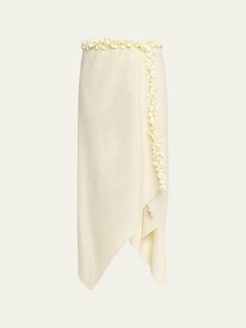 Darliston Embellished Asymmetric Linen Midi Skirt