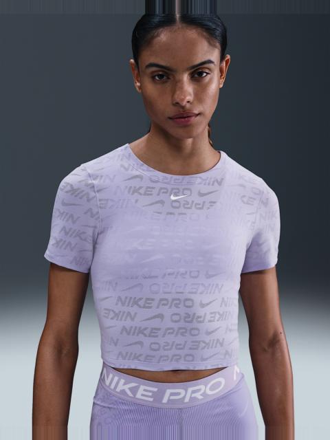Nike Pro Women's Dri-FIT Short-Sleeve Cropped Jacquard Top