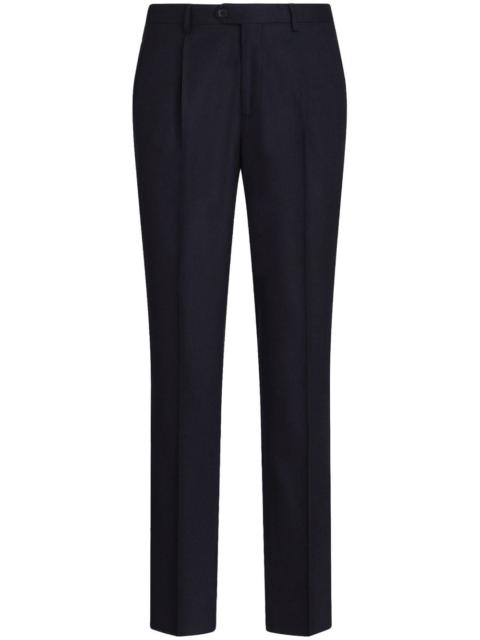 pressed-crease wool trousers