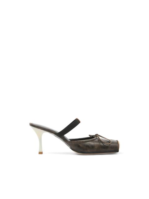 square toe bow mules