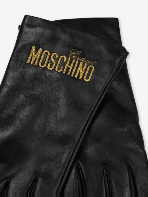 LOGO EMBROIDERY NAPPA LEATHER GLOVES