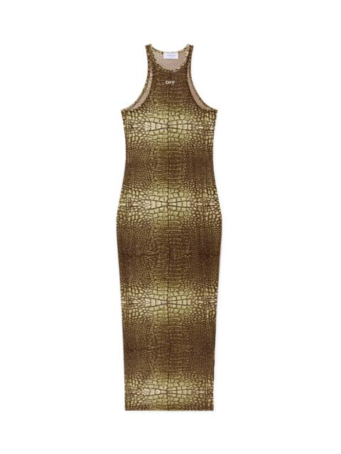 Green Crocodile Mesh Racer Dress