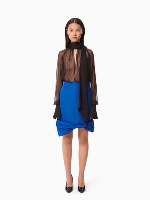 TAFFETA BOW PEPLUM MIDI SKIRT