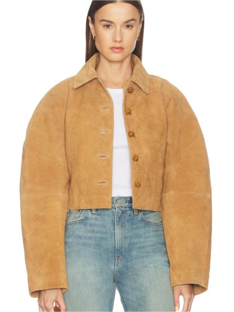 Rounded Textured Suede Jacket