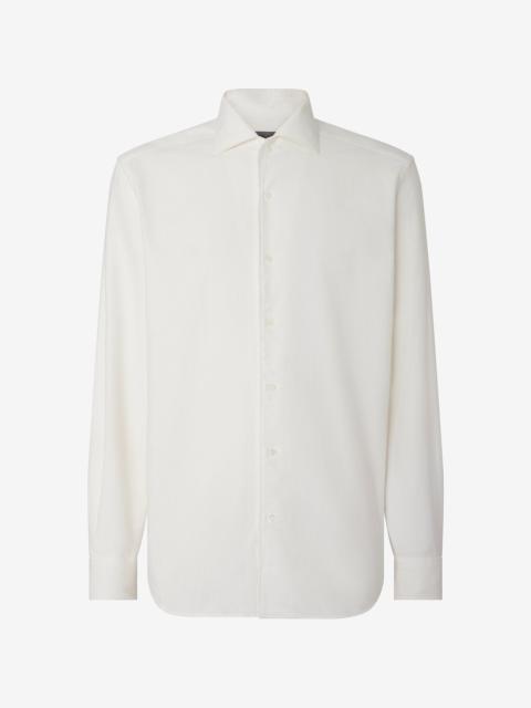 White cotton flannel and cashmere shirt