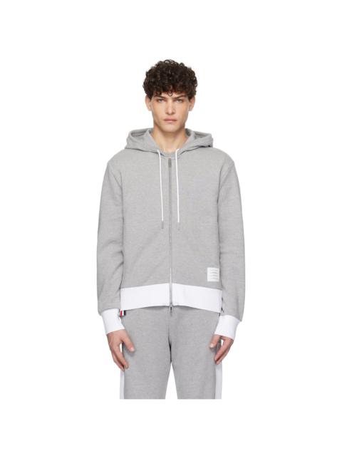 Gray Classic 4-Bar Jersey Zip-Up Hoodie