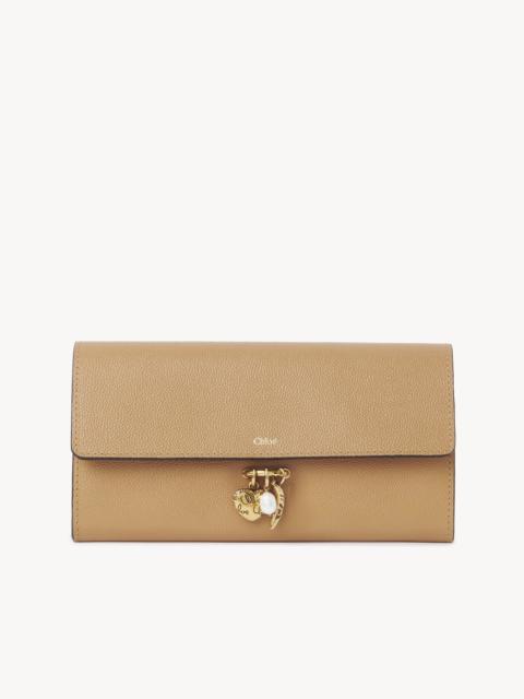 CHLOÉ CHARMS LONG WALLET WITH FLAP IN GRAINED LEATHER