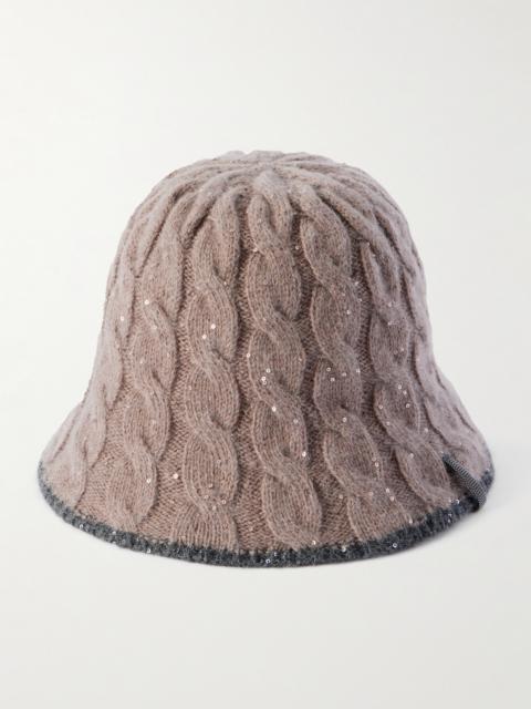 Embellished Cable-knit Bucket Hat