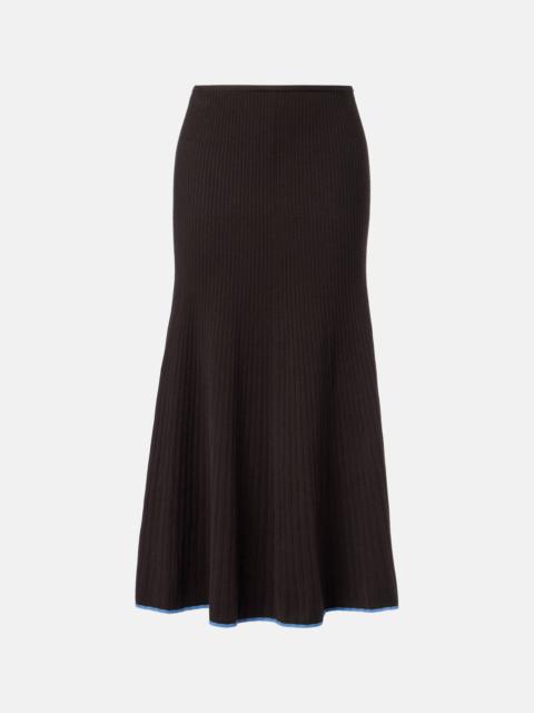 Carly ribbed-knit midi skirt