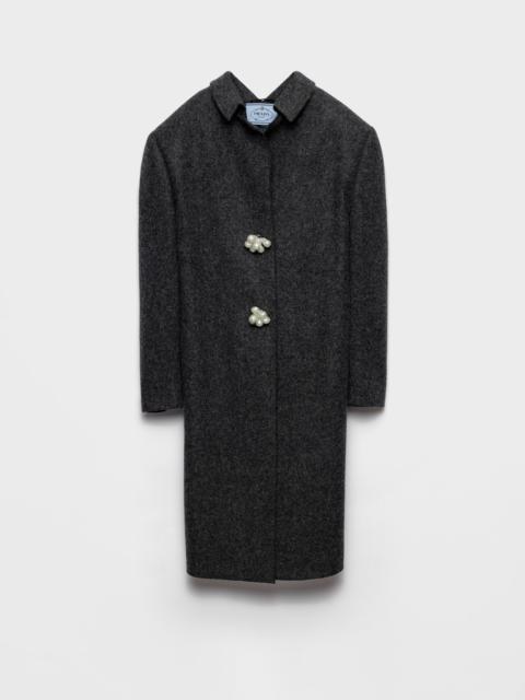 Shetland wool coat with jewel buttons