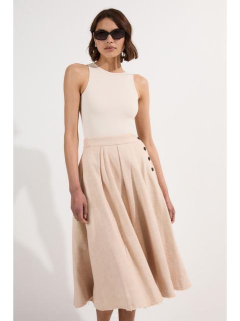 Spring Tweed Tailored Pleated Full Skirt