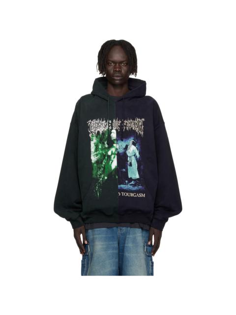 Navy & Green Cradle of Filth Cut-Up Oversized Hoodie