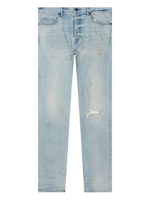 distressed light-wash denim jeans