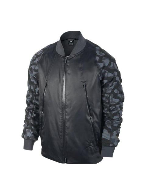 Air Jordan Solid Color Zipper Casual Sports Jacket Men's Black 716847-021