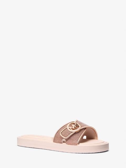 Glitter Chain Mesh Logo Slide Sandal