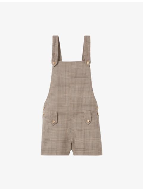 Checked Side-Pocket Wool-Blend Playsuit