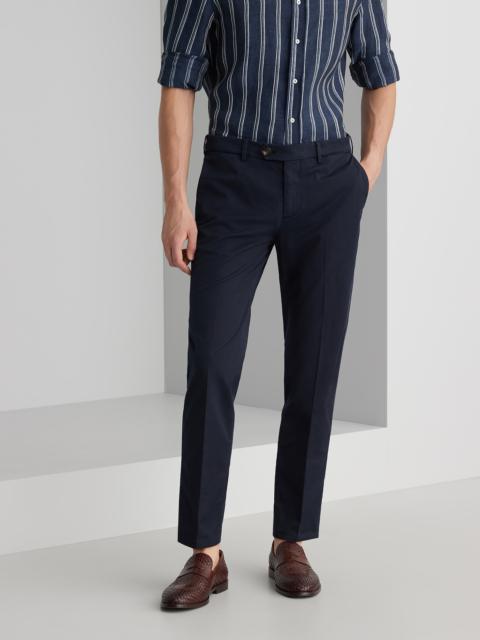 Garment-dyed Italian fit trousers in American Pima comfort cotton gabardine