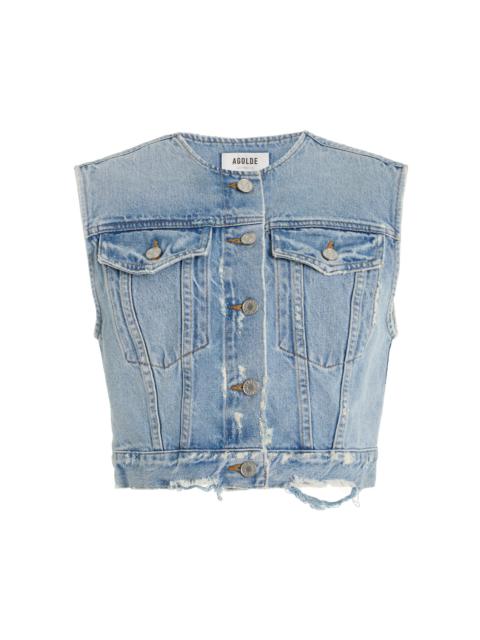 Leo Cropped Denim Vest light wash