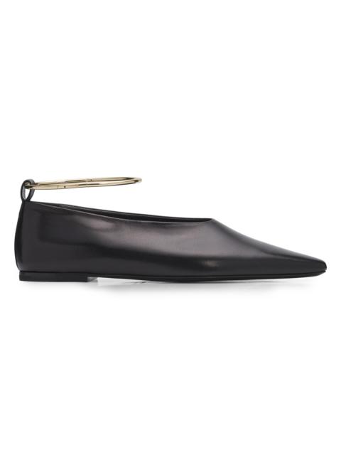 Women's Ring Leather Ballerina Flats - Black