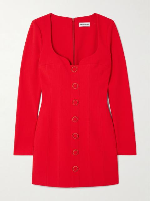 Cameron button-embellished crepe mini dress Red