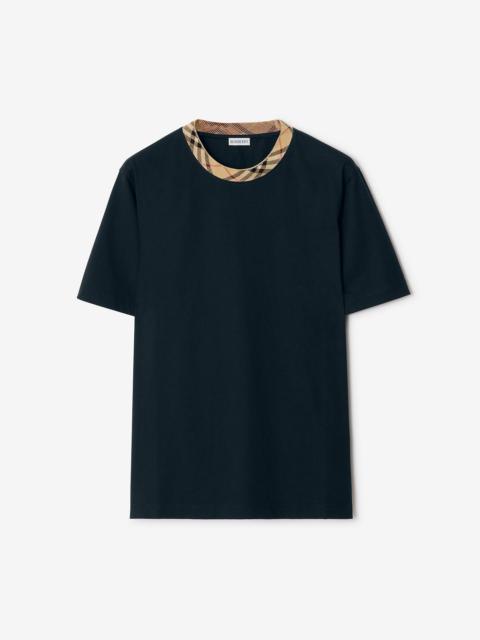 Check Trim Cotton T-shirt