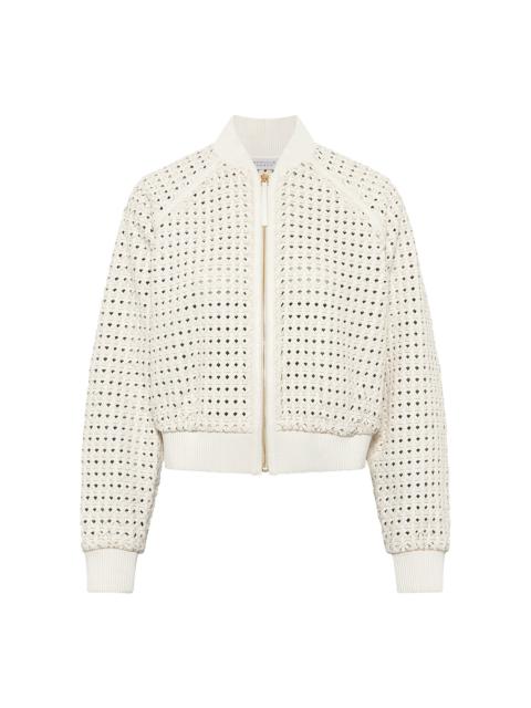Odin Bomber Jacket in White Woven Leather