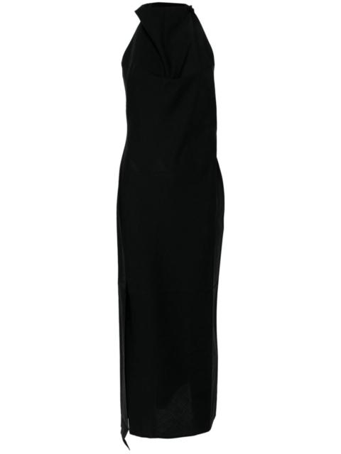 halterneck virgin wool maxi dress