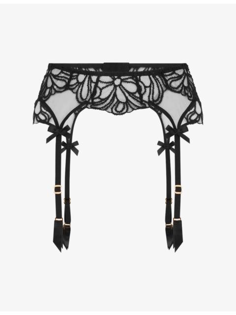 Nelle Embroidered Mesh Suspender Belt