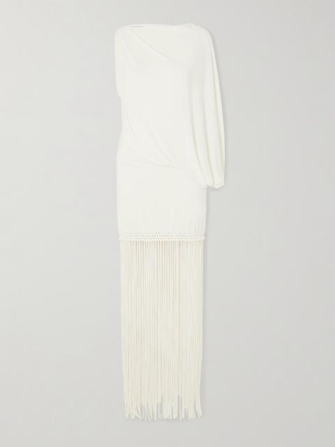 Colmar One-sleeve Fringed Draped Stretch-jersey Dress