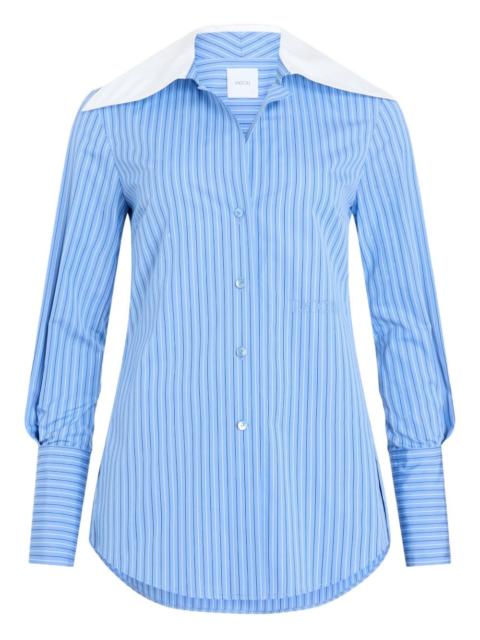 wide-collar striped shirt